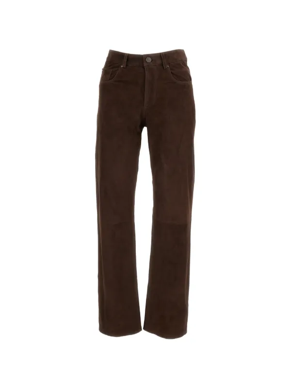 Arma Straight-cut Suede Trousers in Brown