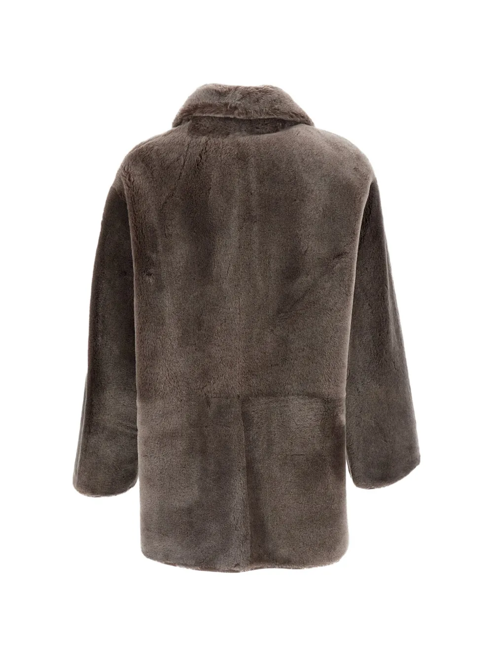 Arma Shearling Patch-pocket Coat In Gray