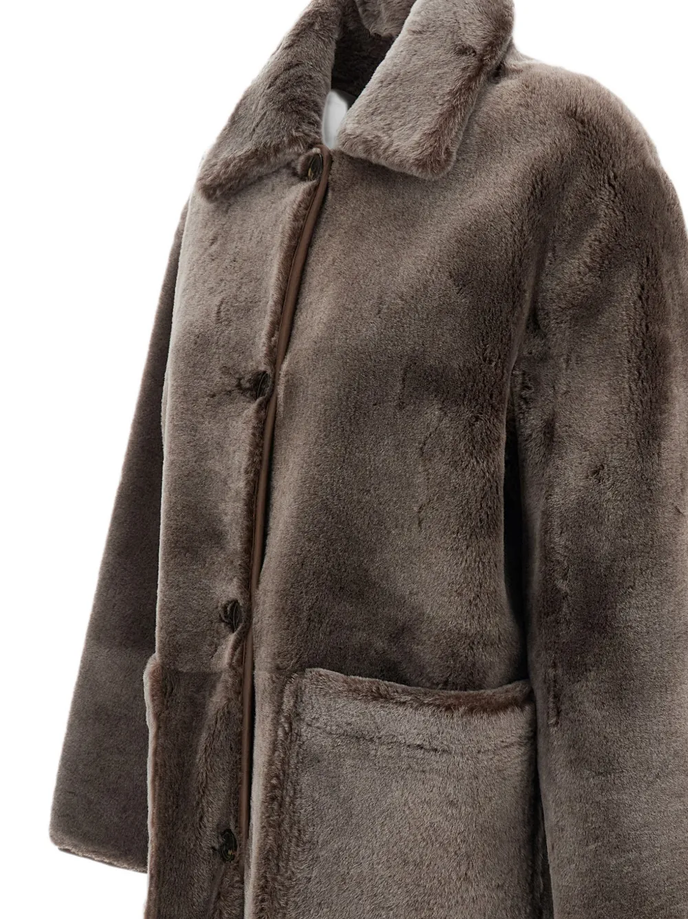 Arma Shearling Patch-pocket Coat In Gray