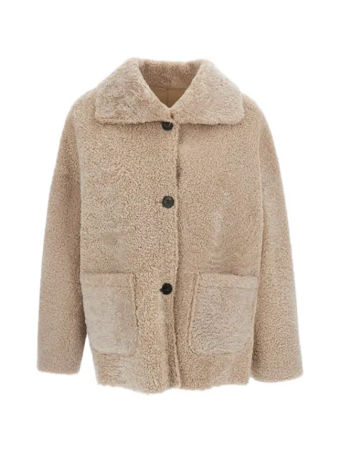 Arma shearling-trim button-fastening coat