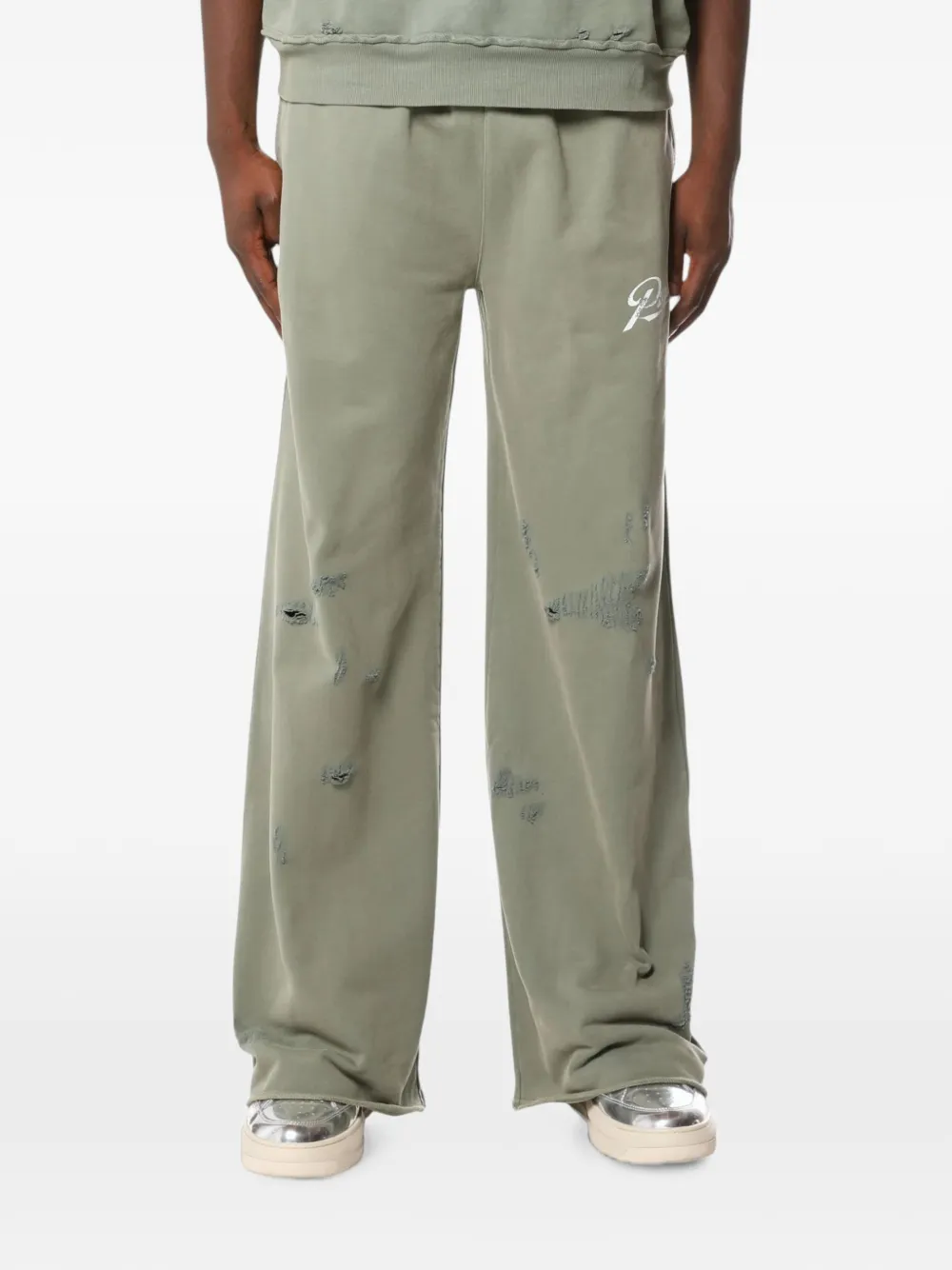Purple Brand Slugger distressed logo-print track pants - Verde