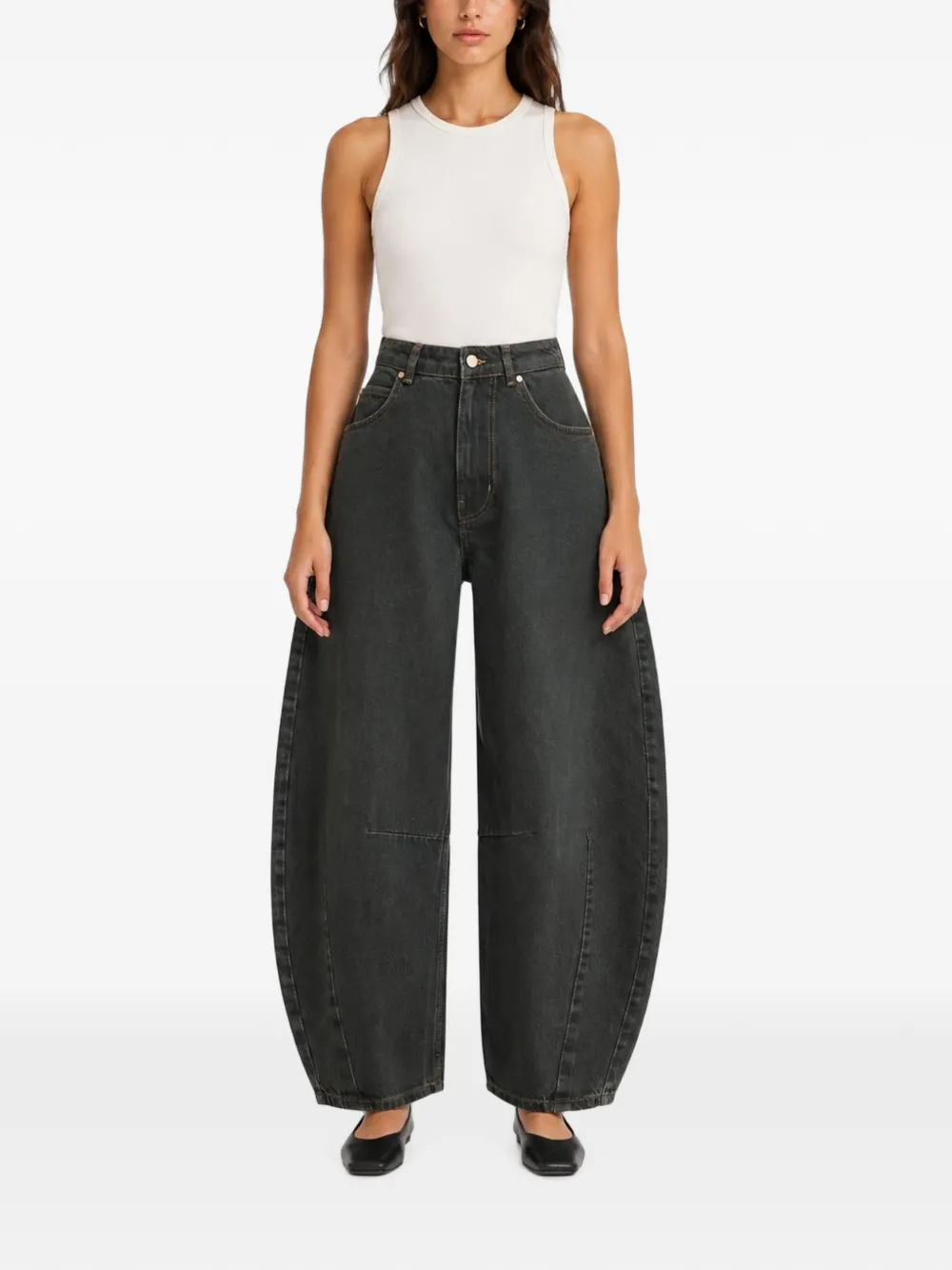 Essentiel Antwerp Jeans met vlakken en barrelpijpen Grijs
