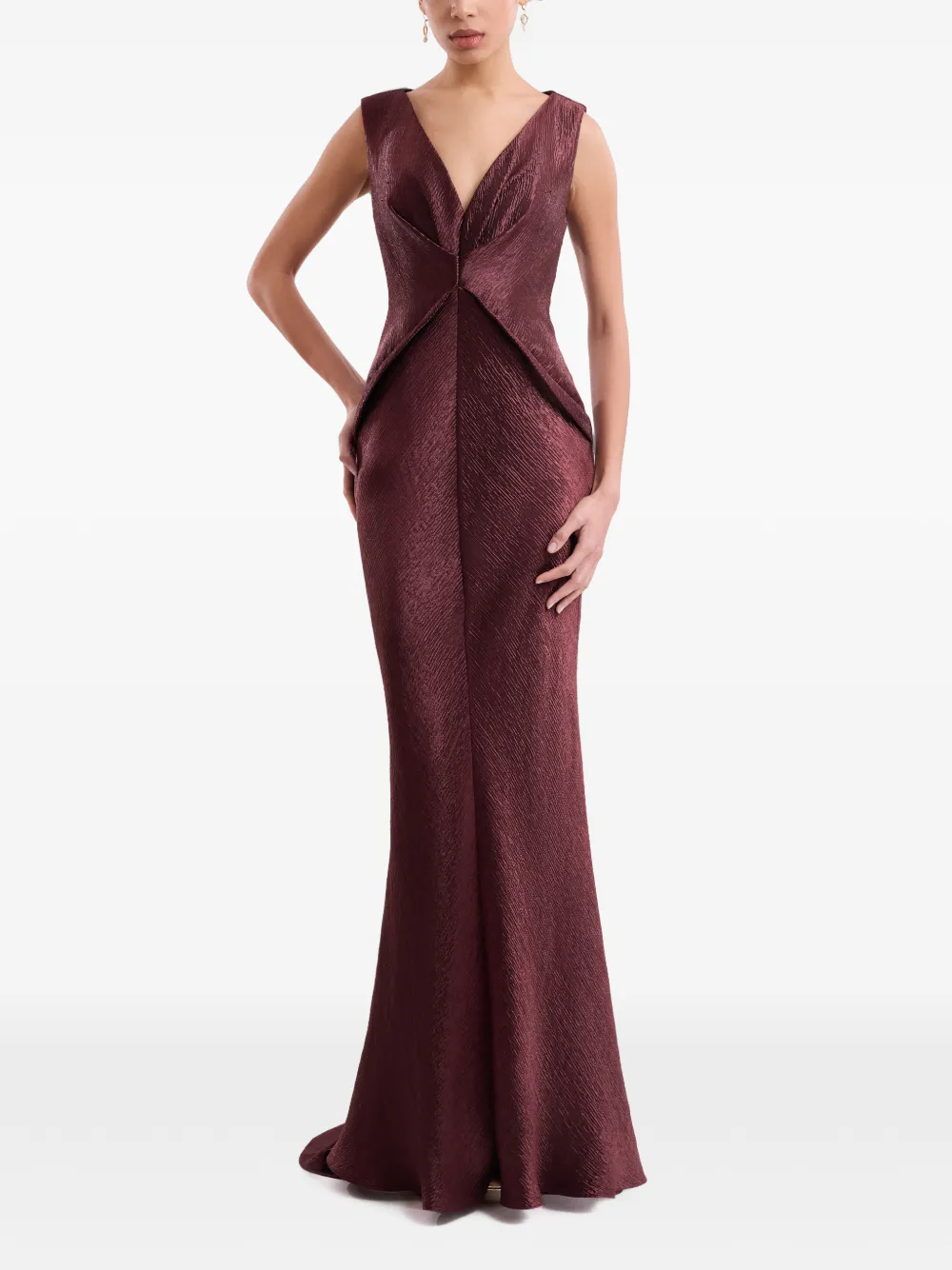 Gemy Maalouf sculpted V-neck maxi dress - Rot