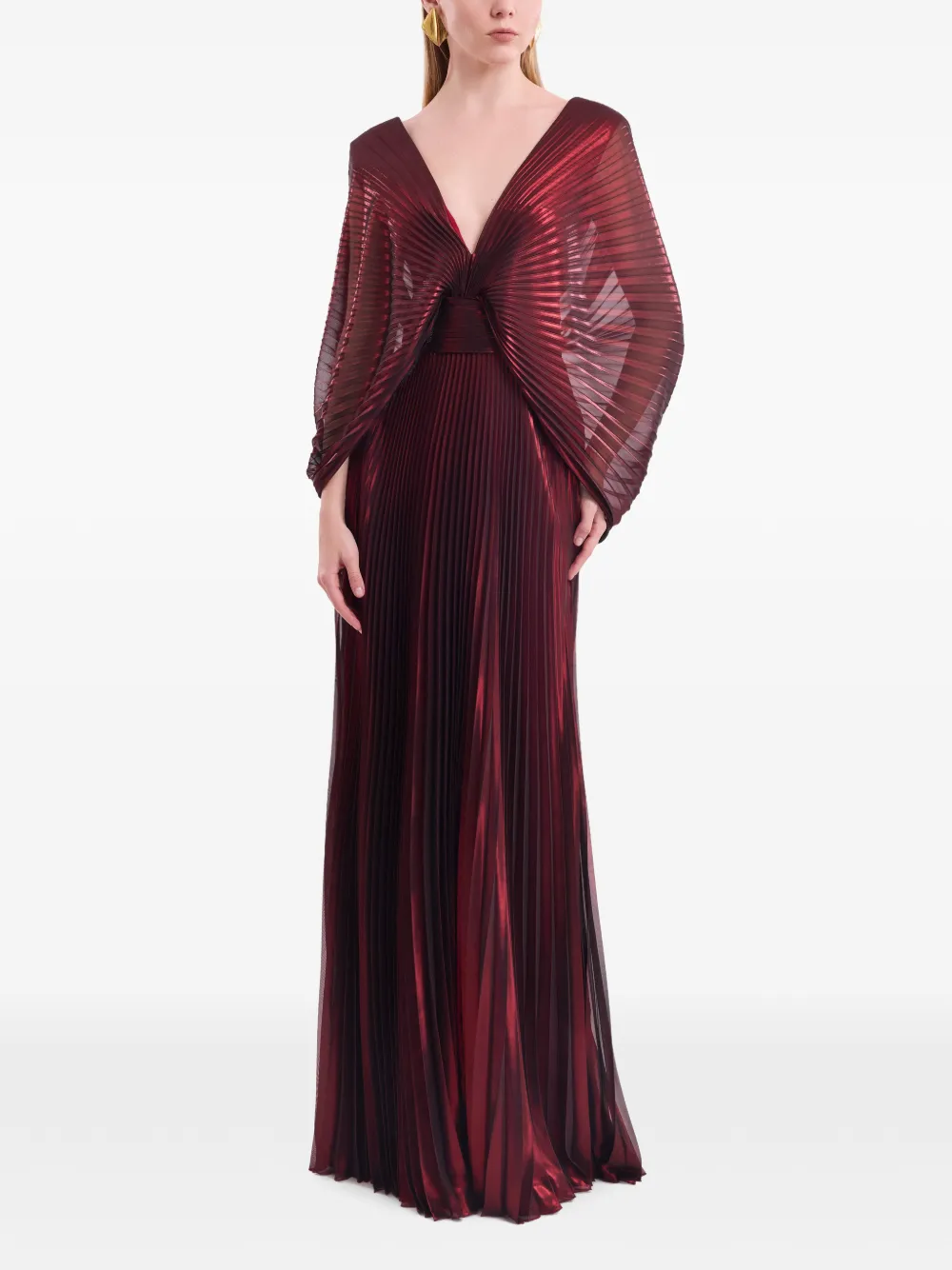 Gemy Maalouf Geplooide maxi-jurk Rood