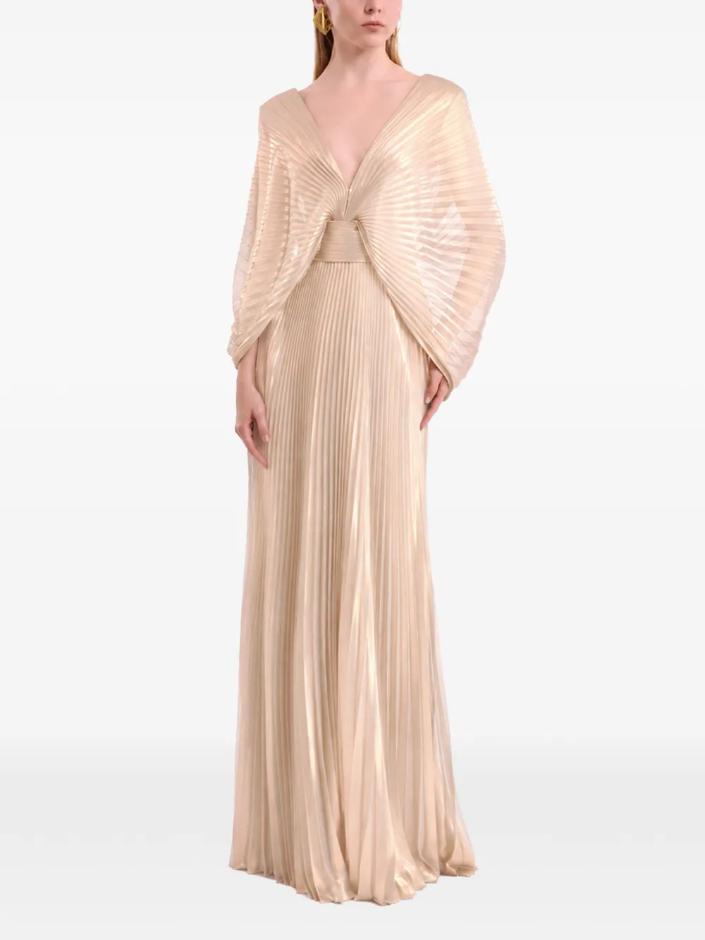 Gemy Maalouf pleated batwing dress Goud
