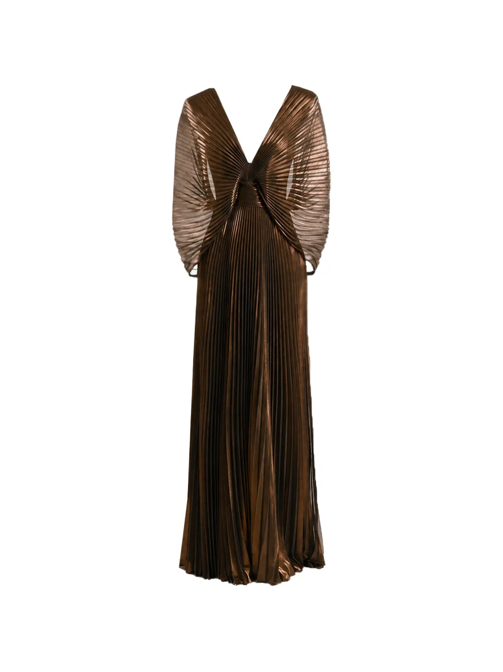 Gemy Maalouf pleated V-neck dress Bruin