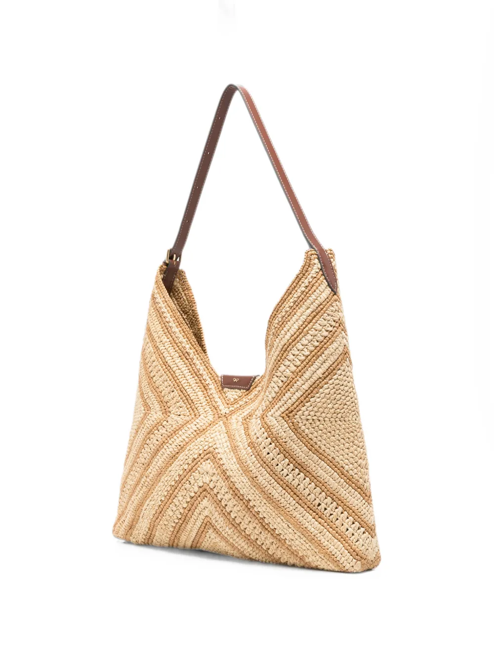 Anya Hindmarch Geweven shopper met schouderband en chevron-patroon Beige
