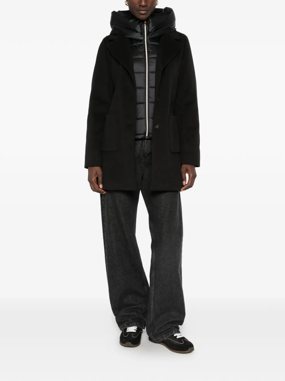 EMME EMMCuore hooded single-breasted coat - Nero