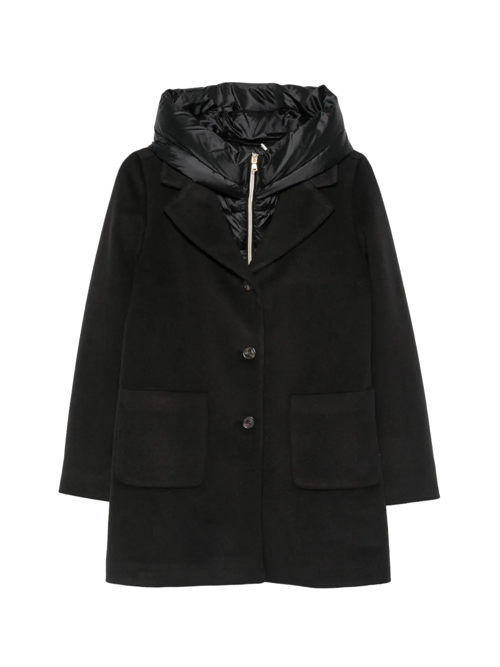 EMME EMMCuore hooded single-breasted coat - Nero
