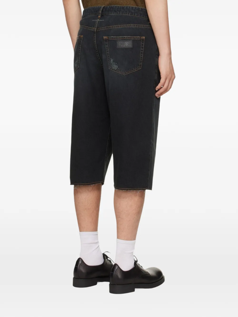 MM6 Maison Margiela drawstring-waist denim shorts Zwart