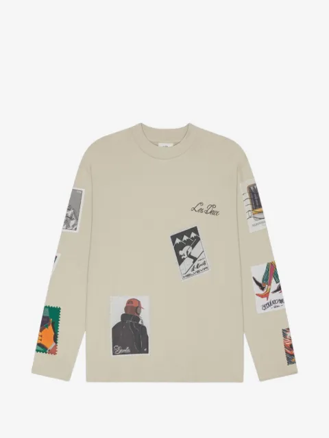 Les Deux Langarmshirt mit Stempel-Print