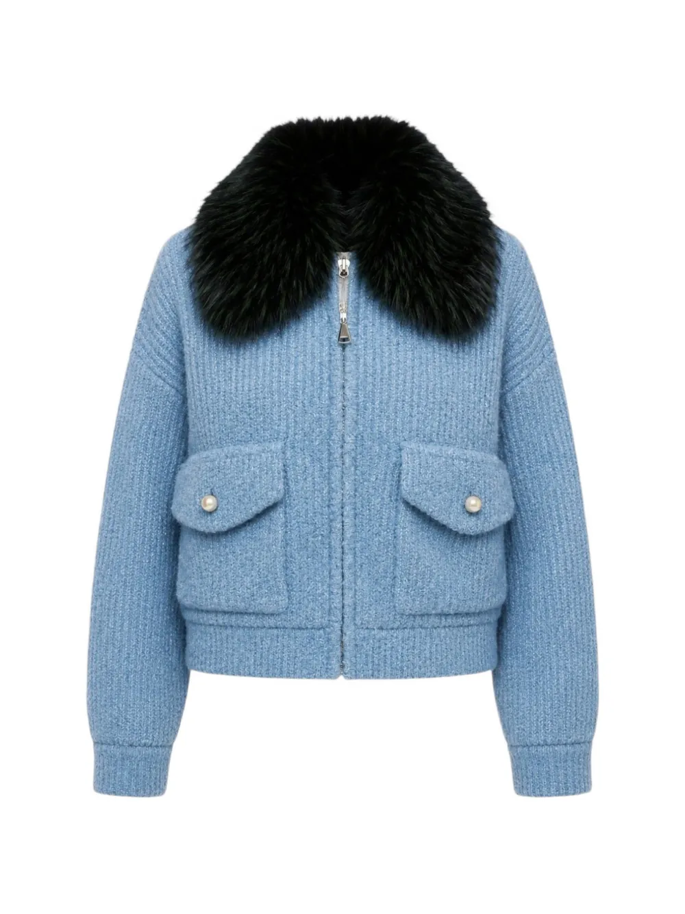 Essentiel Antwerp Giacca con colletto in pelliccia sintetica - Blu