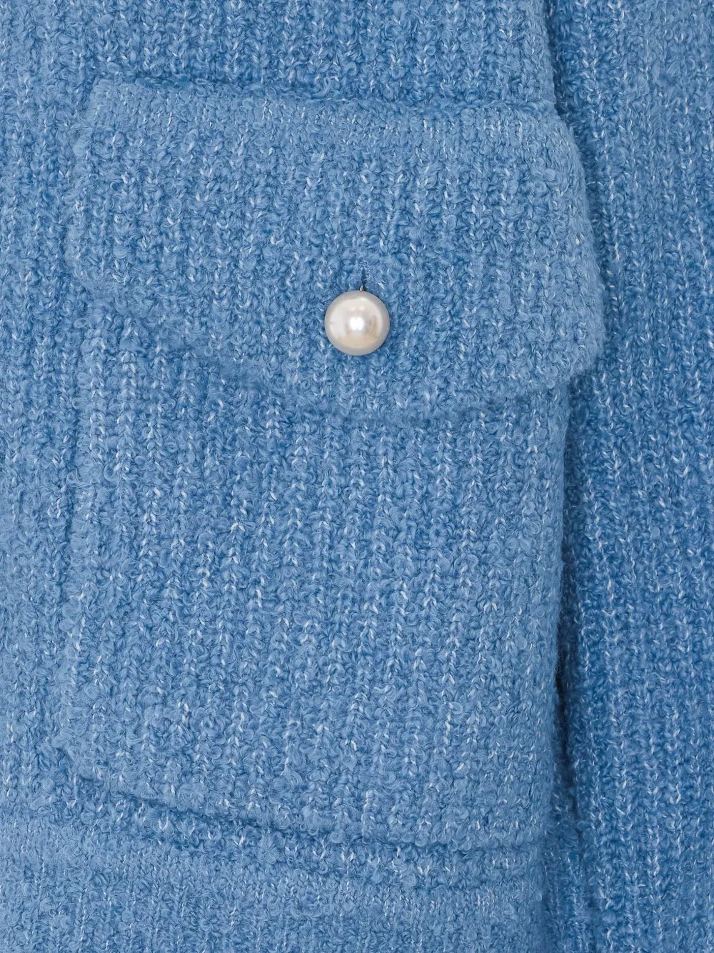 Essentiel Antwerp Ribgebreid jack met kraag van imitatiebont Blauw