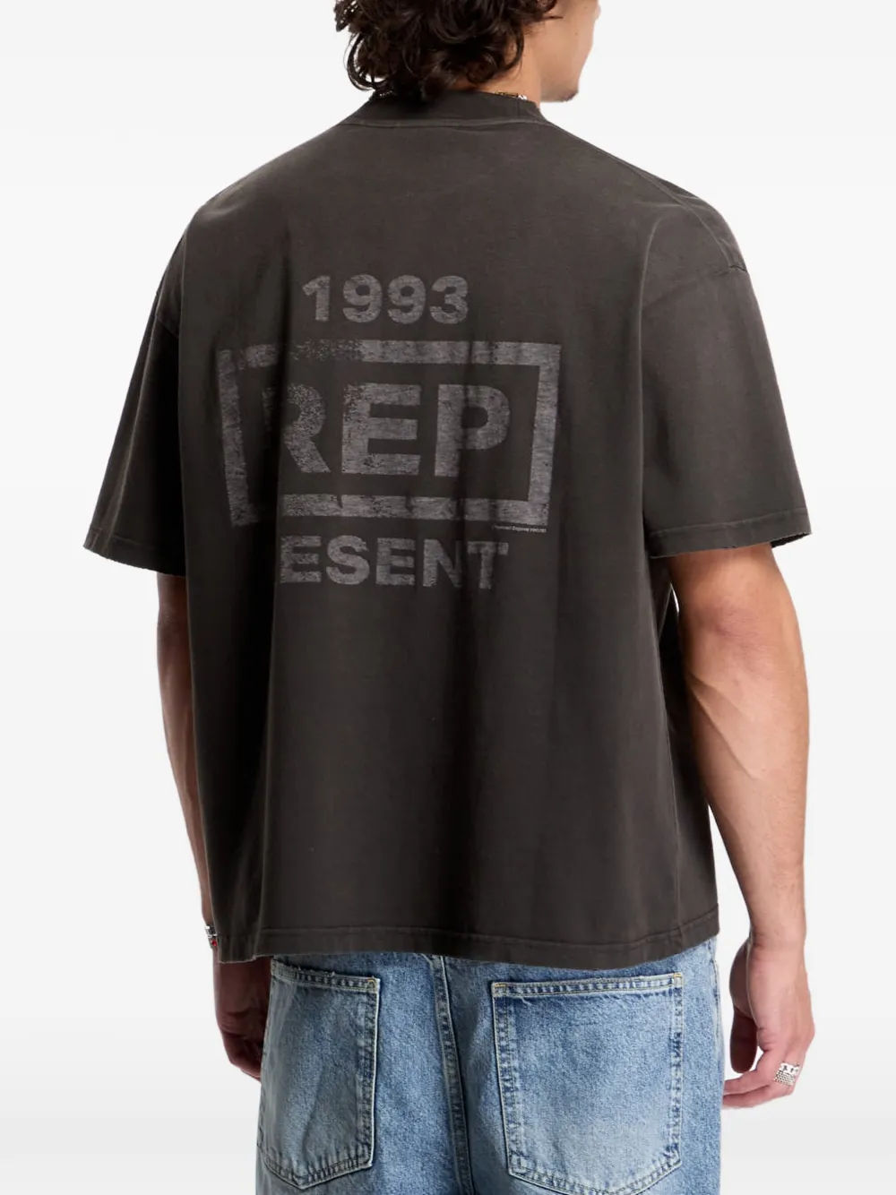 Represent Katoenen T-shirt met logoprint Grijs
