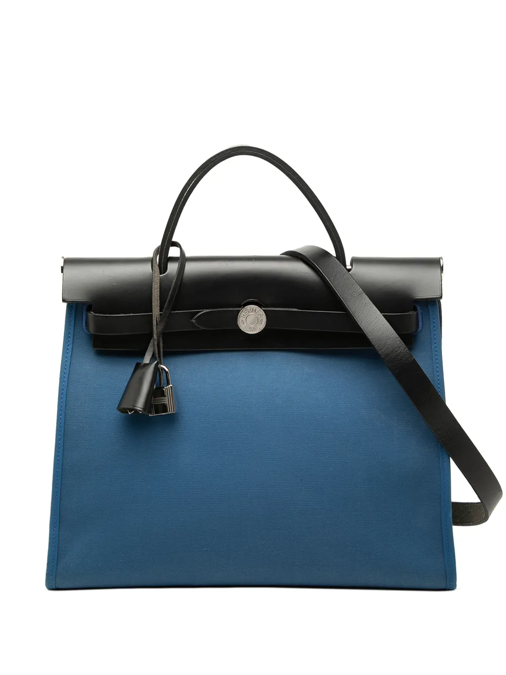 Pre-owned Hermes 2018 Toile Herbag Zip 31 Satchel In Black