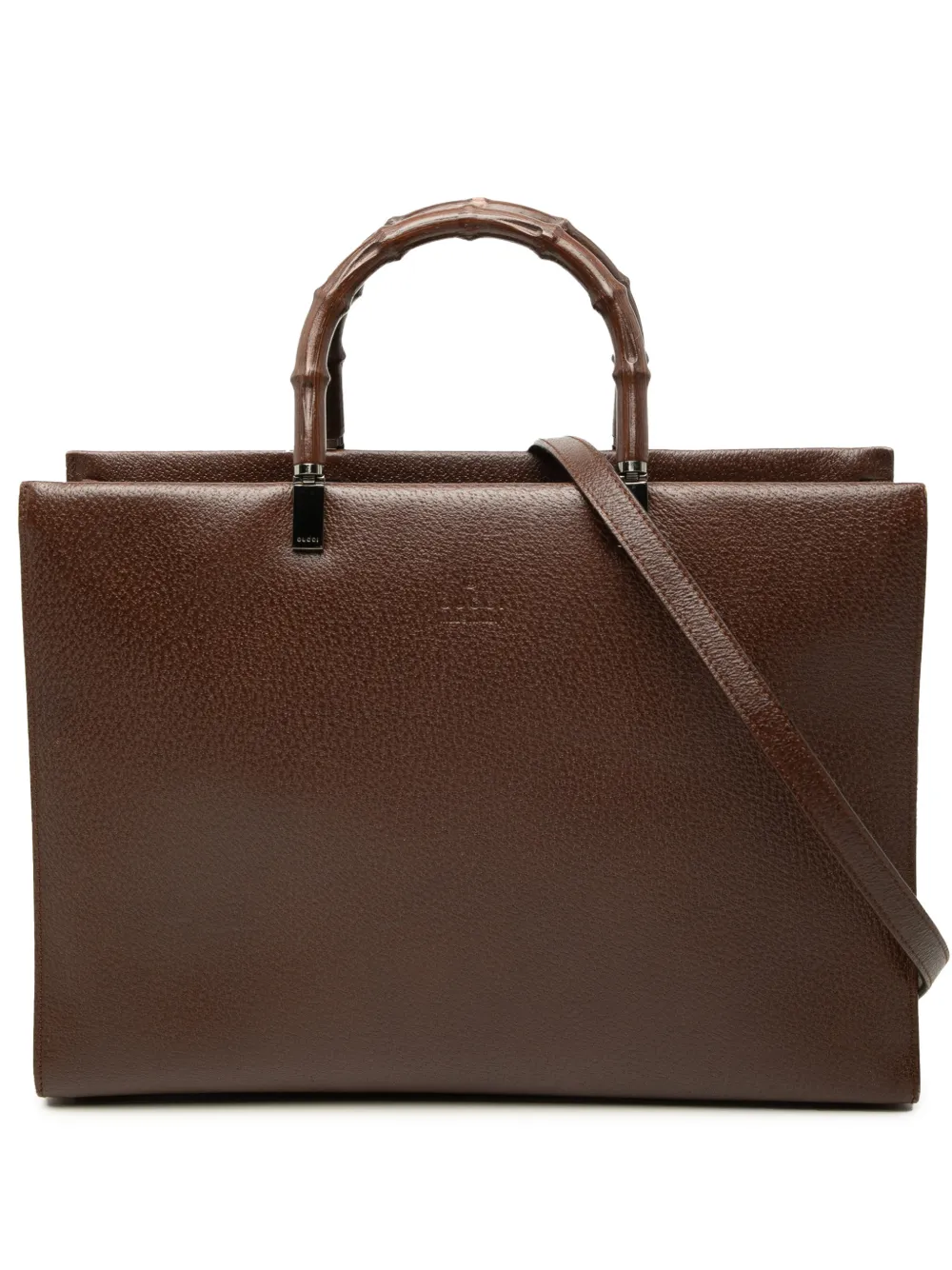 Pre-owned Gucci 2000-2015 Calfskin Bamboo Satchel In Brown