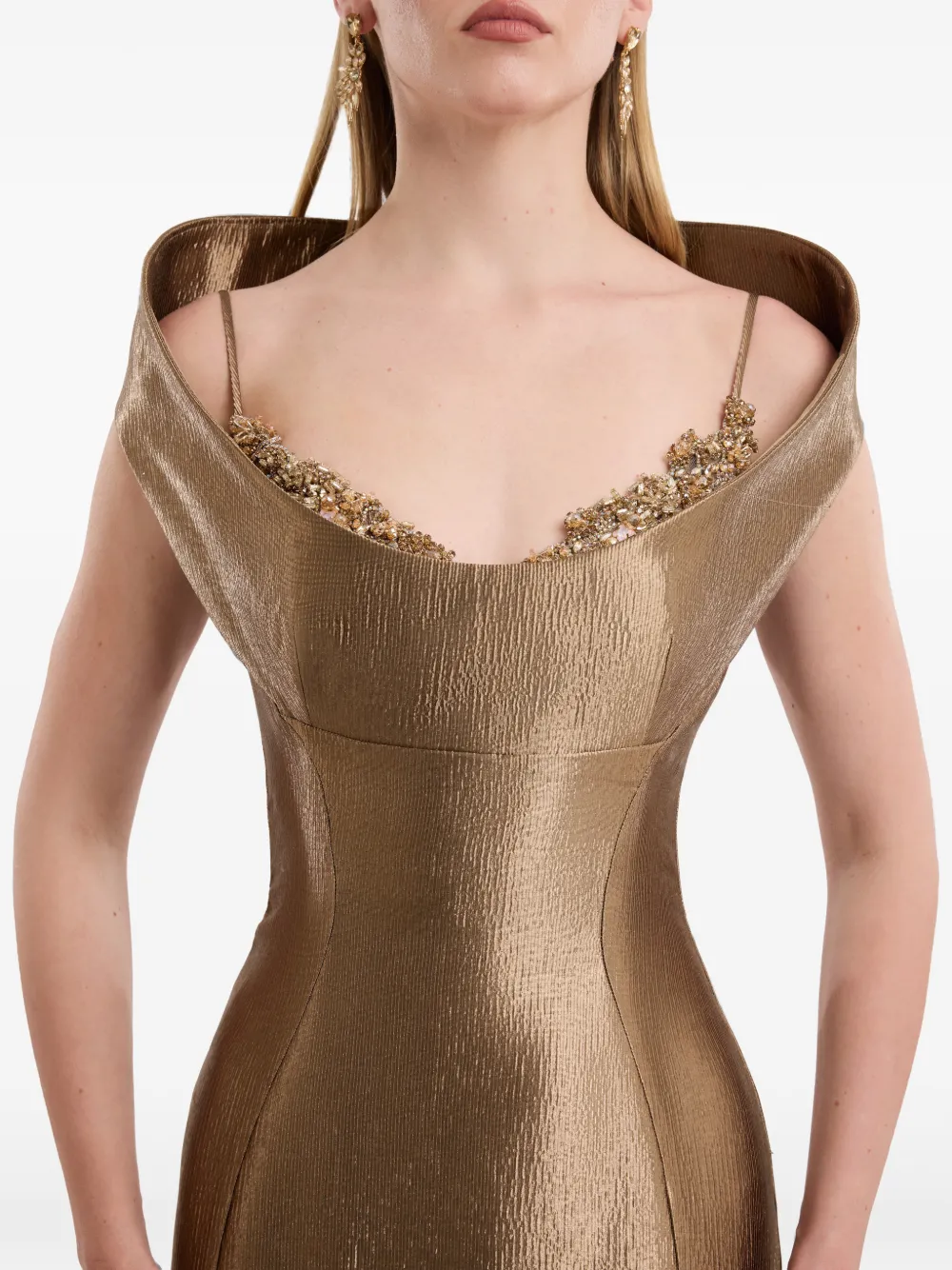 Gemy Maalouf Sculpturale maxi-jurk met zeemeermin-design Goud