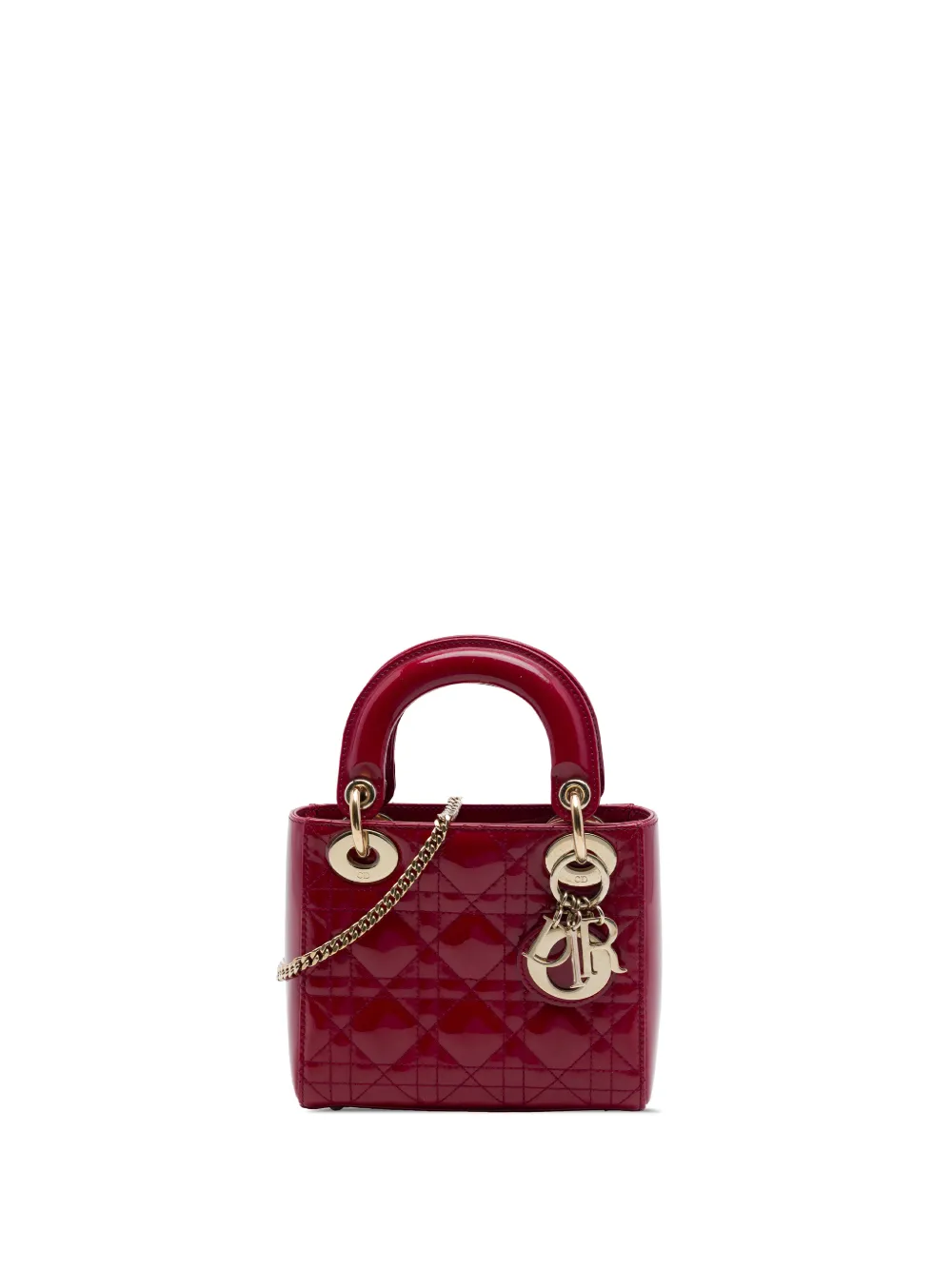 Christian Dior Pre-Owned 2018 Mini Patent Cannage Lady Dior satchel - Red