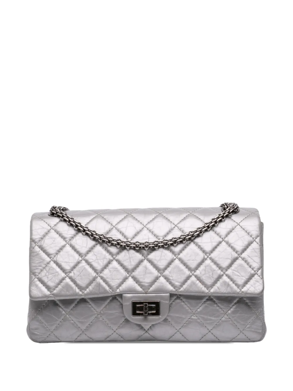 CHANEL Pre-Owned 2011 Quilted Aged Calfskin Reissue 2.55 Double Compartment Single Flap 226 shoulder bag - Silver