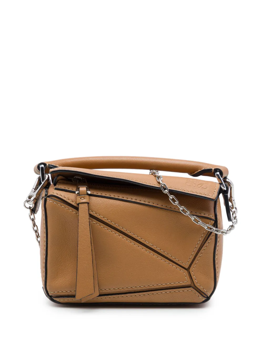 Pre-owned Loewe 2021 Nano Calfskin Puzzle Satchel In Brown