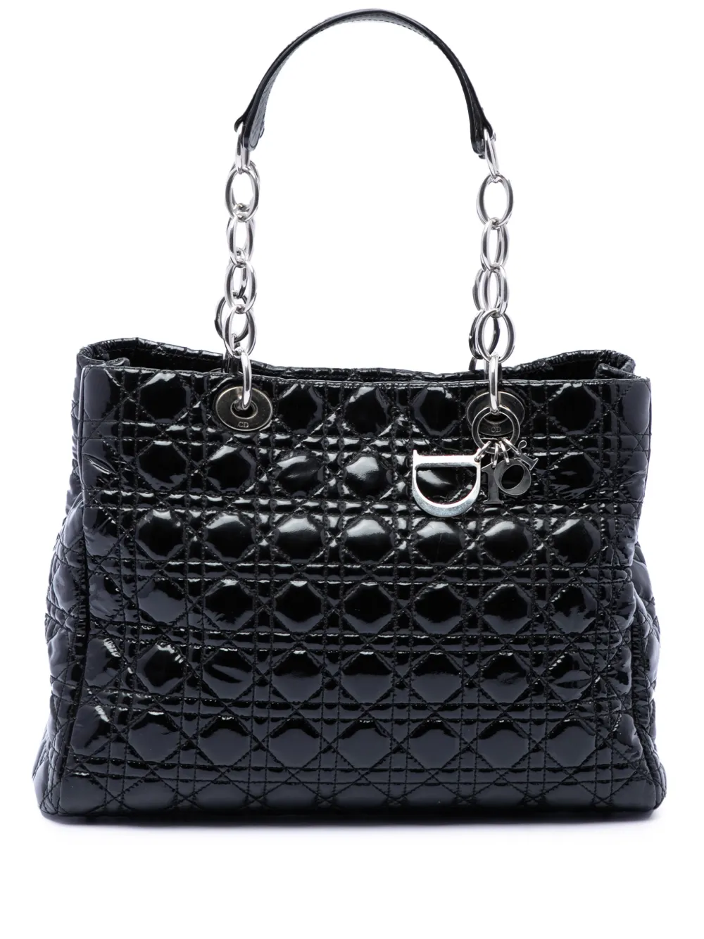 Christian Dior Pre-Owned 2011 Large Patent Cannage Lady Dior Soft Shopping tote bag - Black