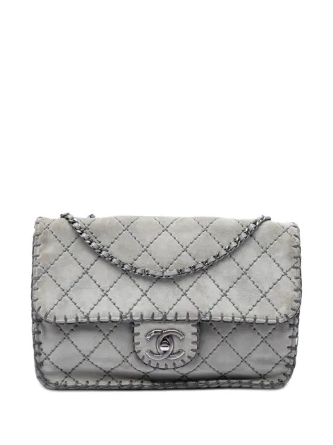 CHANEL Pre-Owned 2012-2013 Medium CC Quilted Suede Whipstitch Single Flap shoulder bag