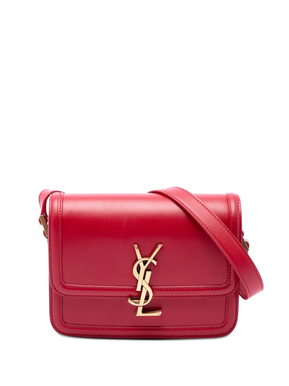 Pre-owned Saint Laurent 2020 Small Calfskin Solferino Satchel In Box Crossbody Bag In Red