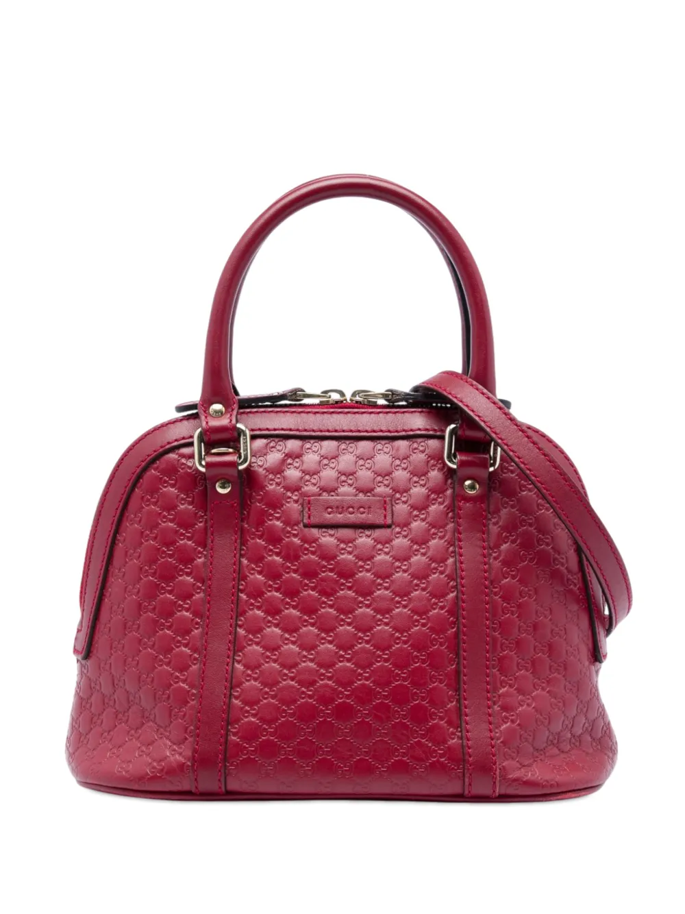 Pre-owned Gucci 2016-2026 Mini Microssima Dome Satchel In Red