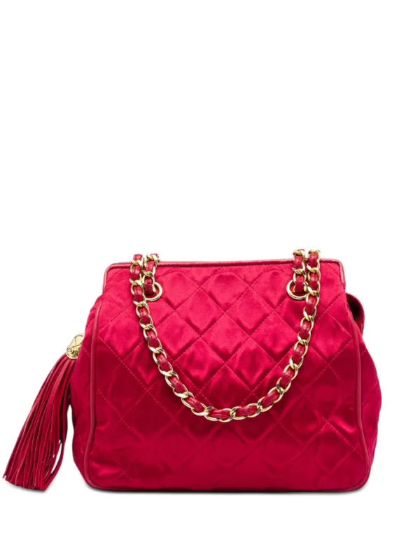 CHANEL Pre-Owned 1989-1991 ココマーク マトラッセ サテン タッセル 