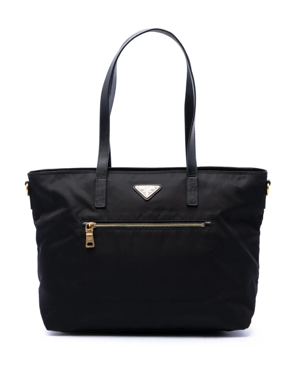 Prada Pre-Owned 2013-2026 Saffiano Trimmed Tessuto satchel - Nero