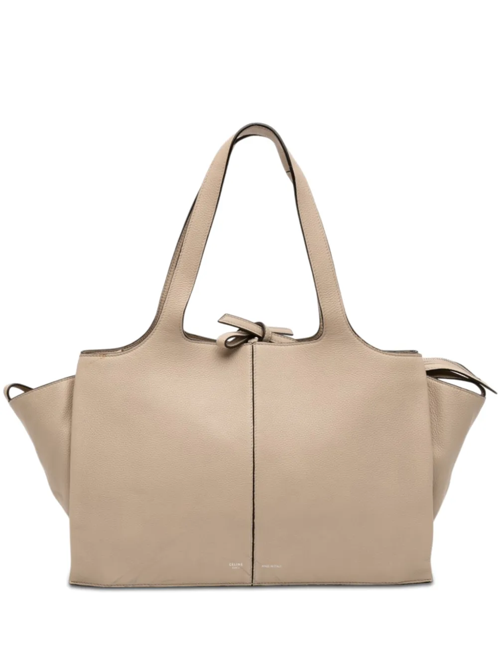 Pre-owned Celine 2016 Medium Grained Calfskin Trifold Tote Bag In Neutrals
