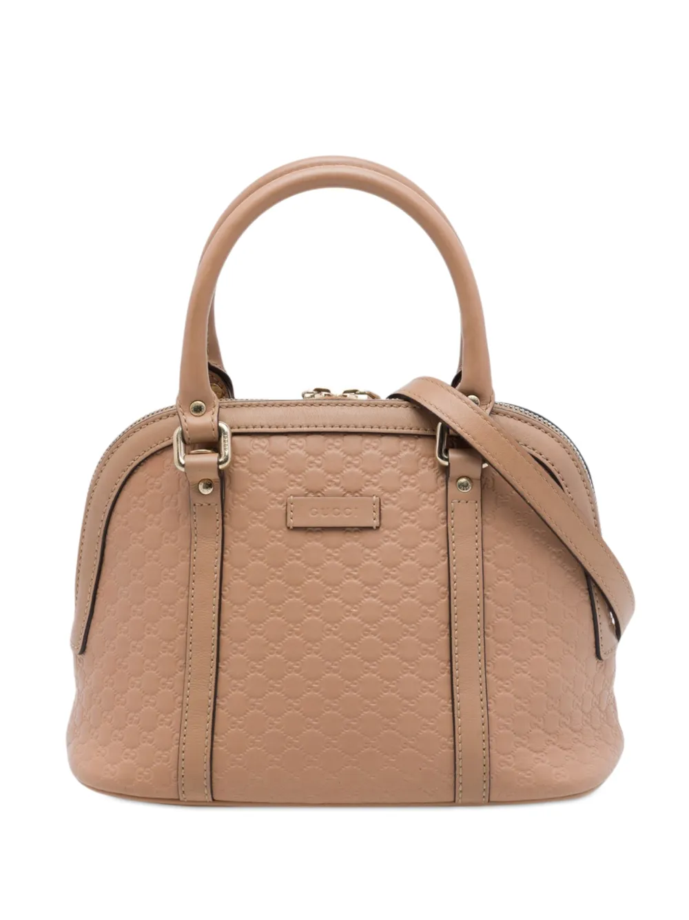 Pre-owned Gucci 2016-2026 Mini Microssima Dome Satchel In Brown
