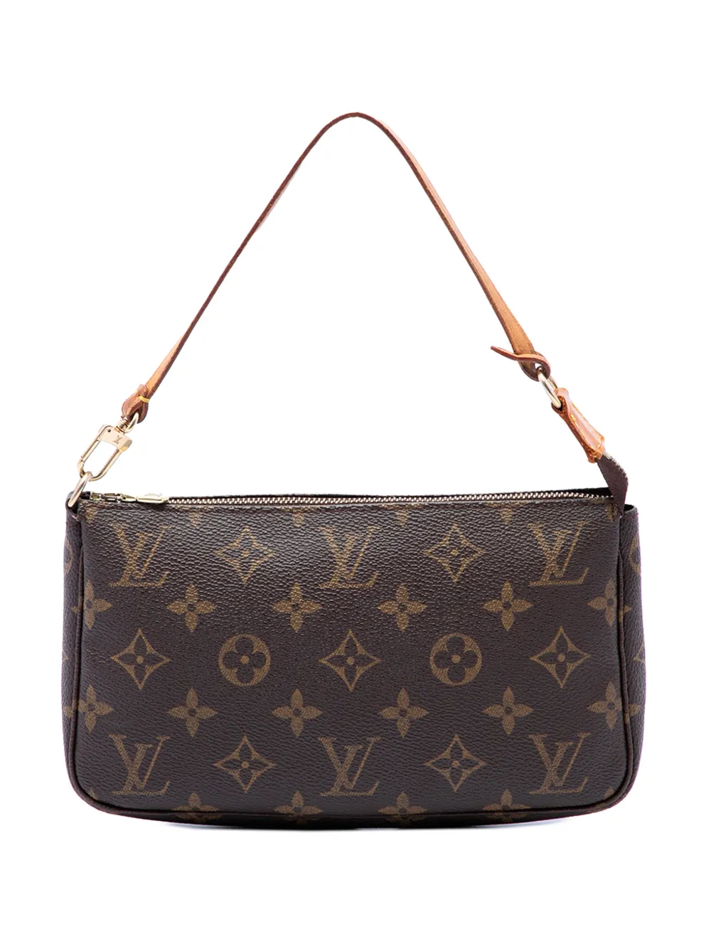 Pre-owned Louis Vuitton 2001 Monogram Pochette Accessoires Shoulder Bag In Brown