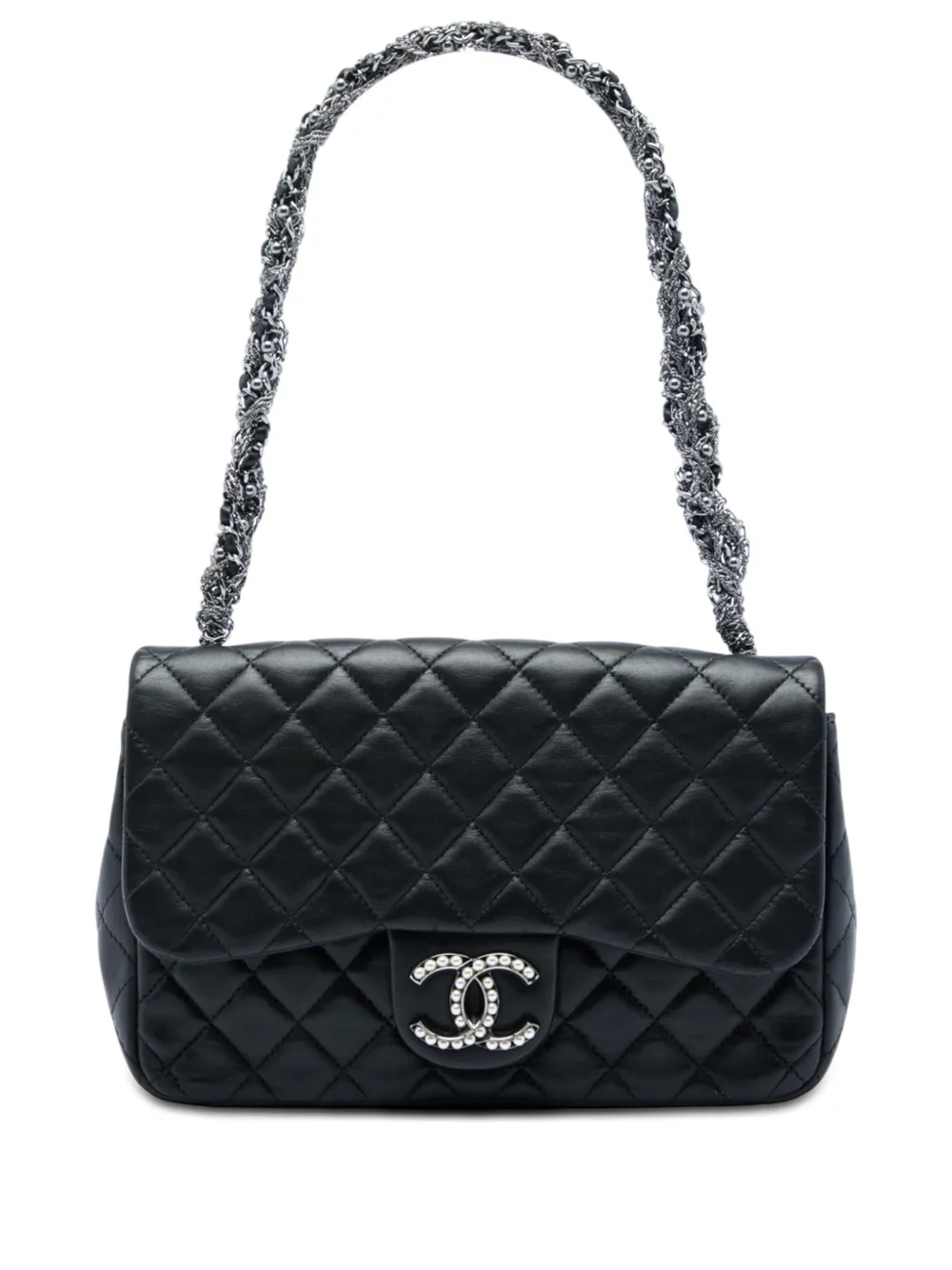 CHANEL Pre-Owned 2015-2016 Medium Quilted Lambskin Westminster Pearl Flap shoulder bag - Nero