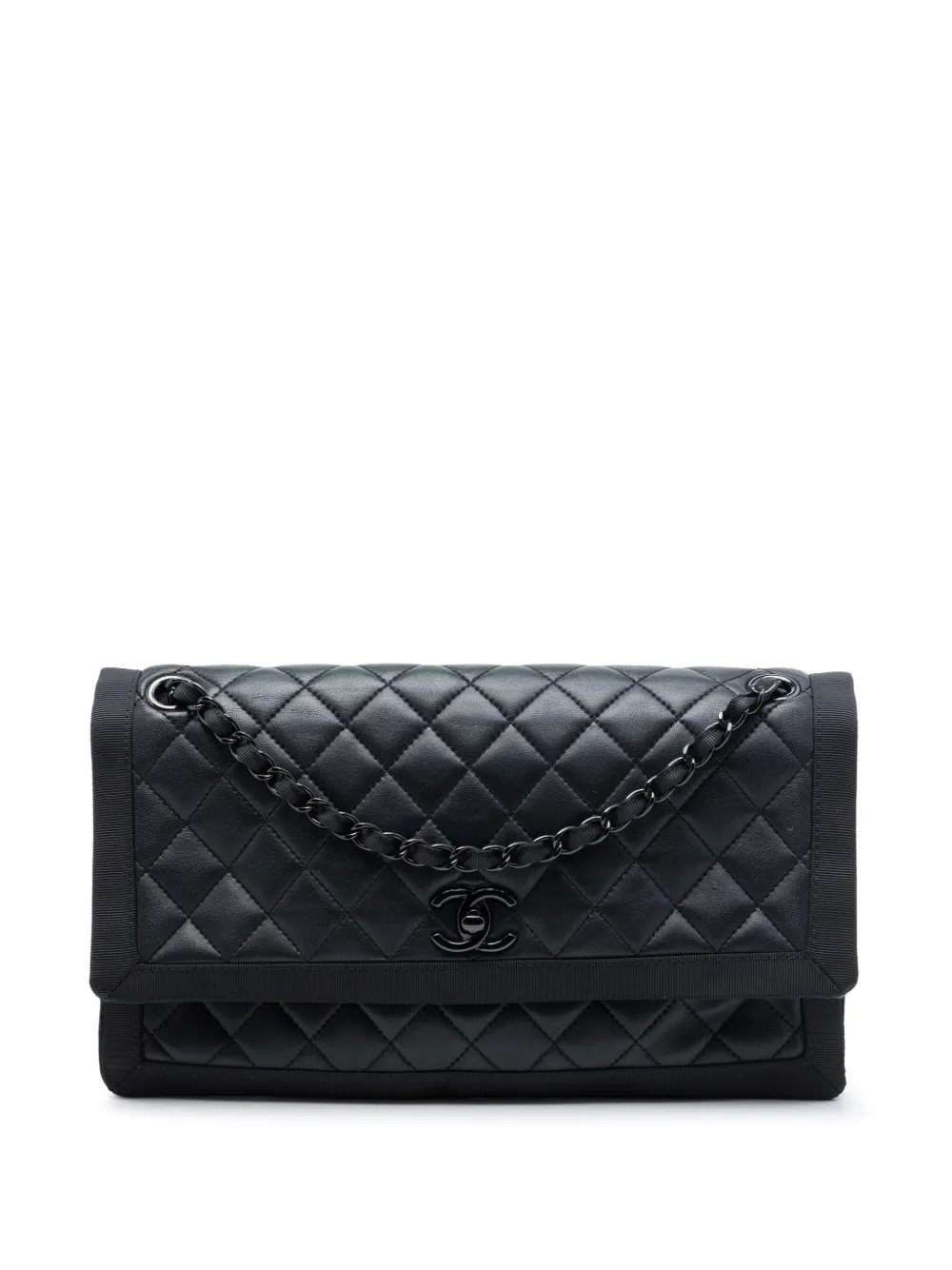 CHANEL Pre-Owned 2015-2016 gesteppte CC So Black Flap Schultertasche aus Lammleder und Ripsband - Schwarz