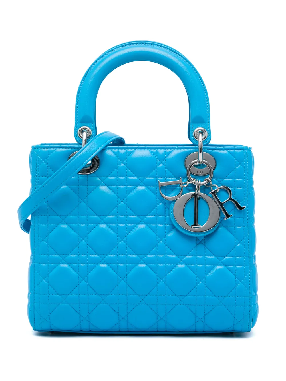 Christian Dior Pre-Owned 2014 Medium Lambskin Cannage Lady Dior satchel - Blue