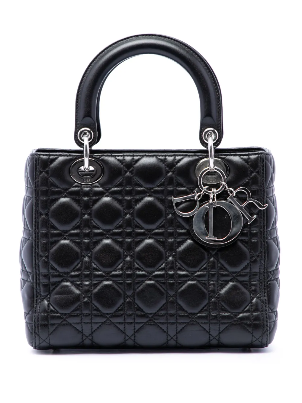 Christian Dior Pre-Owned 2016 Medium Lambskin Cannage Lady Dior satchel - Black