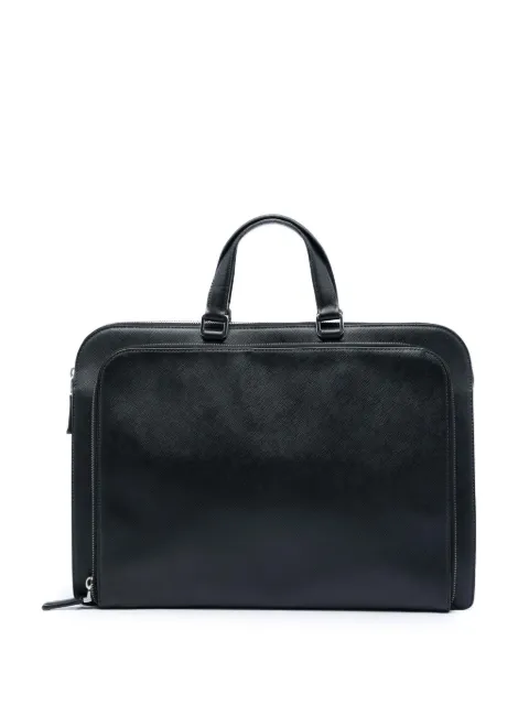 Prada Pre-Owned 2013-2026 Saffiano Cuir Travel Front Zip Pocket Briefcase business bag