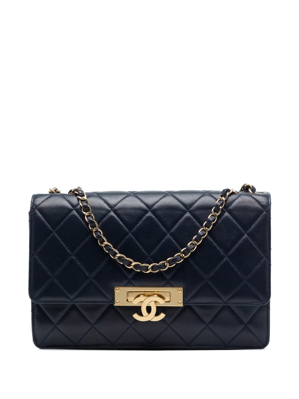 CHANEL Pre-Owned 2013-2014 Quilted Lambskin Golden Class Flap shoulder bag - Blu