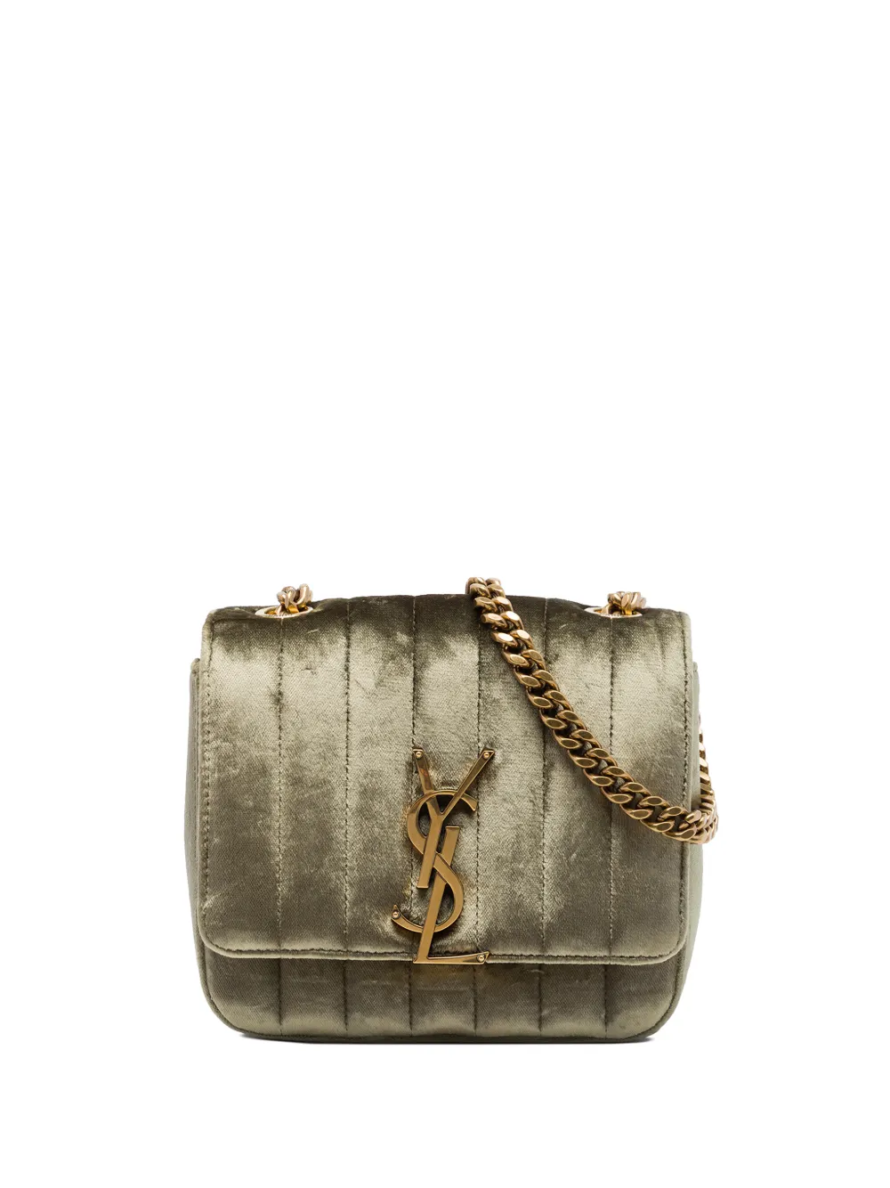 Saint Laurent Pre-Owned 2023 Small Velvet Monogram Vicky Chain Bag crossbody bag - Marrone