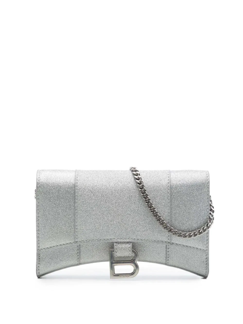 Balenciaga Pre-Owned 2022 Hourglass Umhängetasche aus Glitter-Stoff mit Kettenriemen - Silber