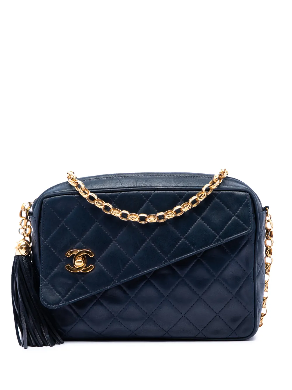 CHANEL Pre-Owned 1991-1994 CC Quilted Lambskin Tassel Camera Bag crossbody bag - Blu
