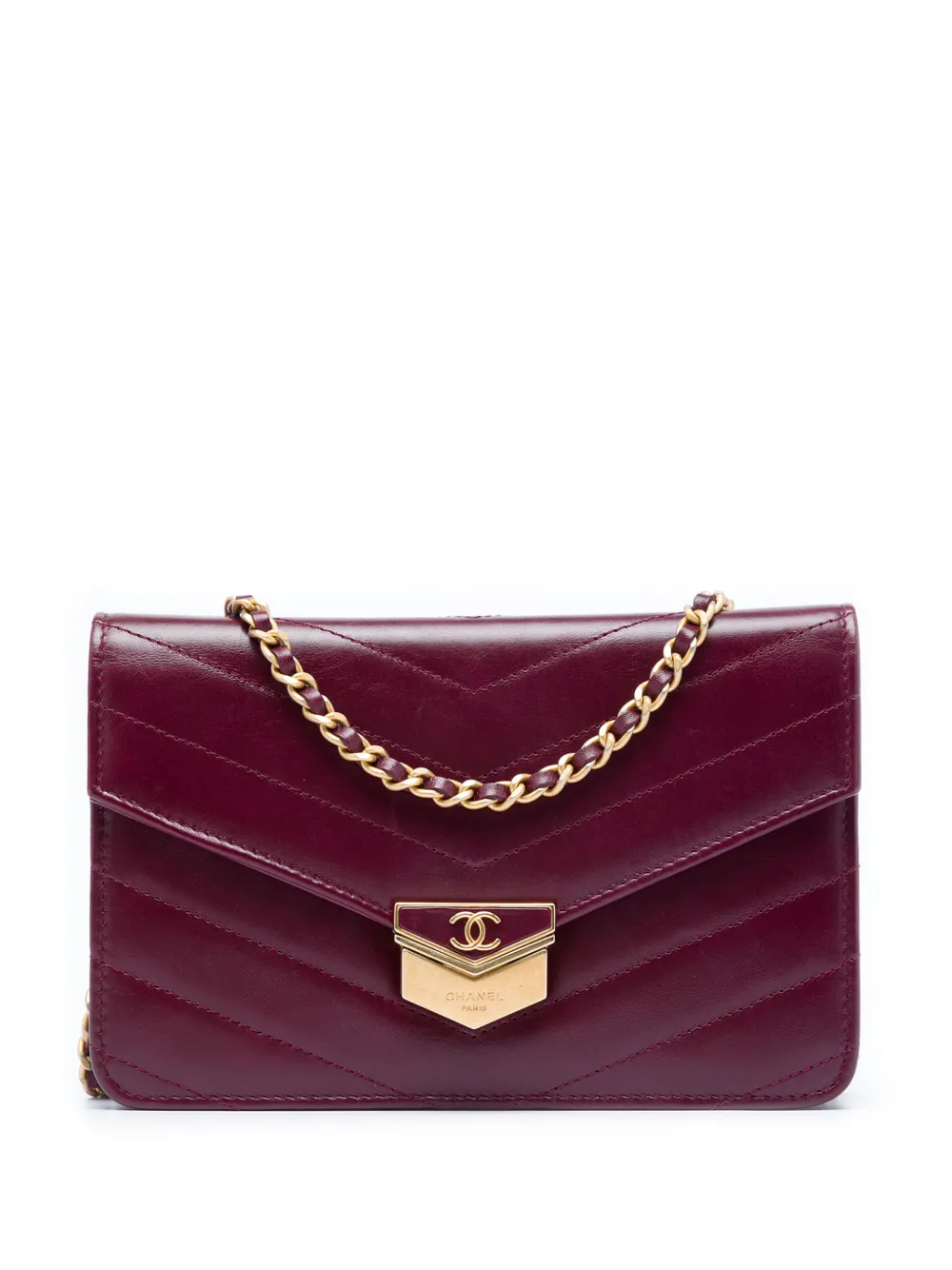 CHANEL Pre-Owned 2018-2019 Chevron Medal Umhängetasche aus Kalbsleder mit Kettenriemen - Rot