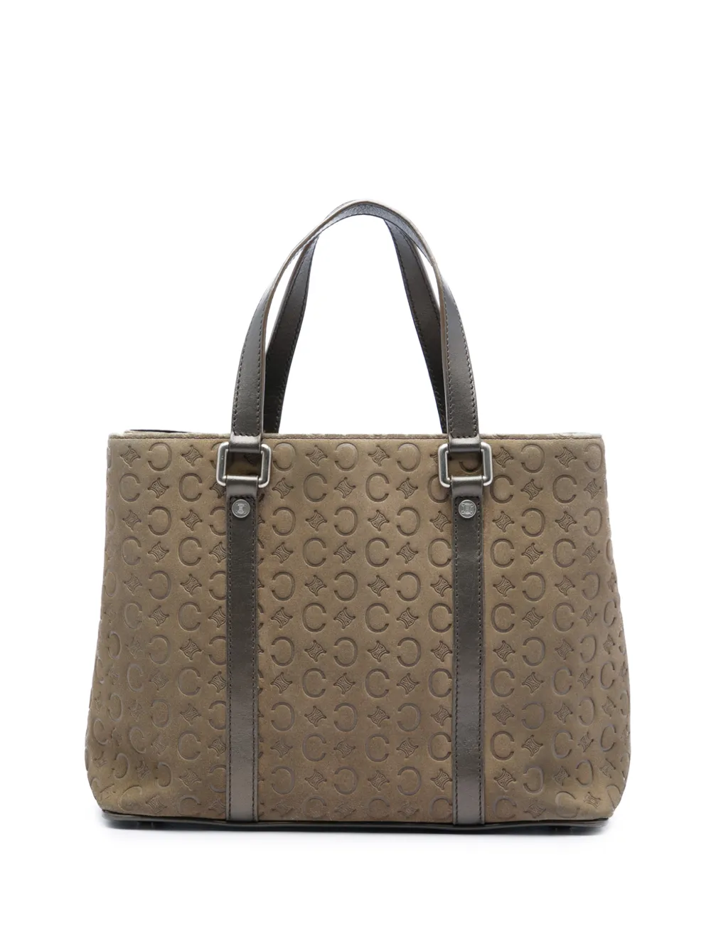 Pre-owned Celine 2000 C Macadam Suede Tote Bag In Brown