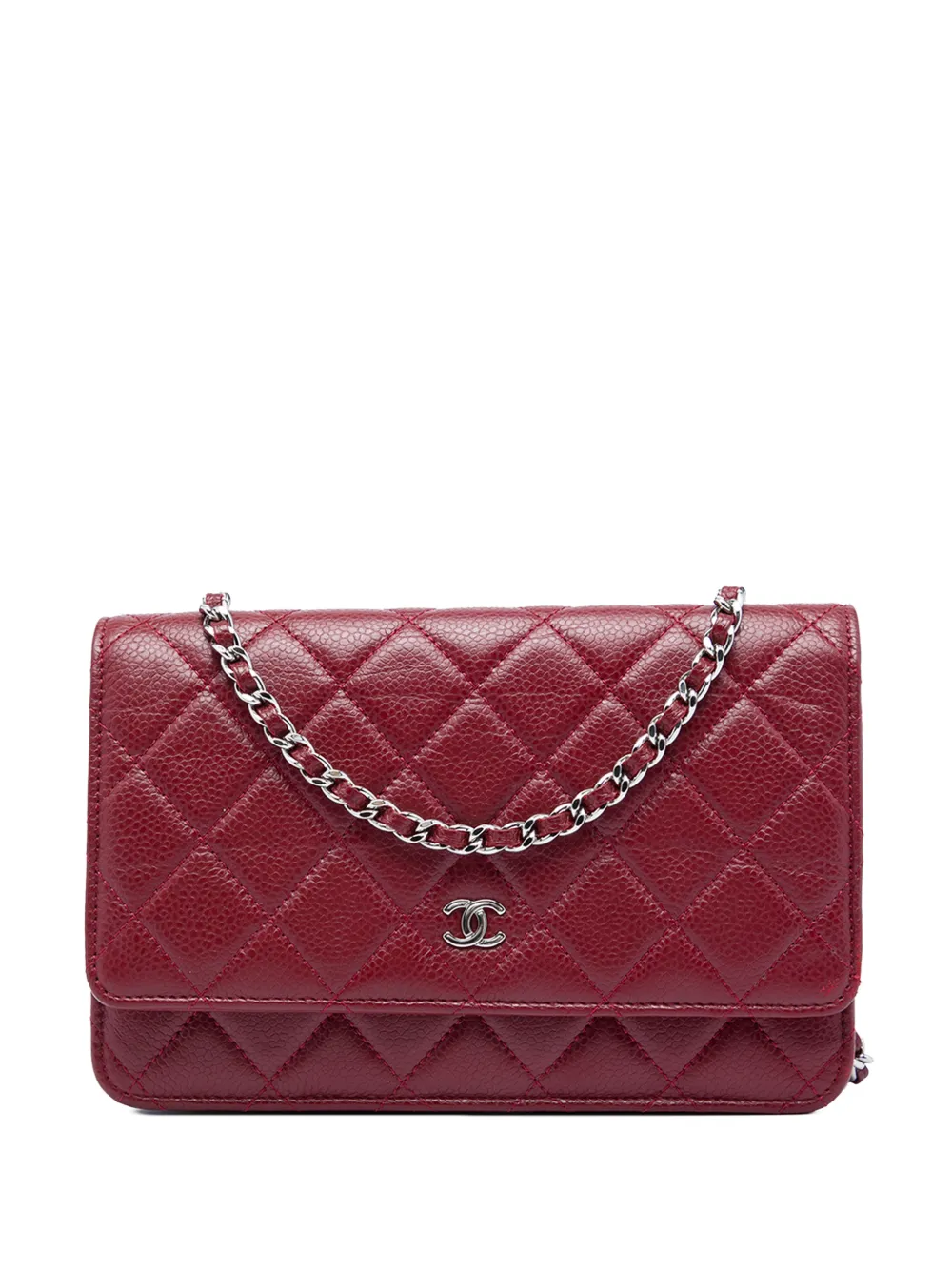 CHANEL Pre-Owned 2013-2014 CC Quilted Caviar Wallet on Chain crossbody bag - Rosso