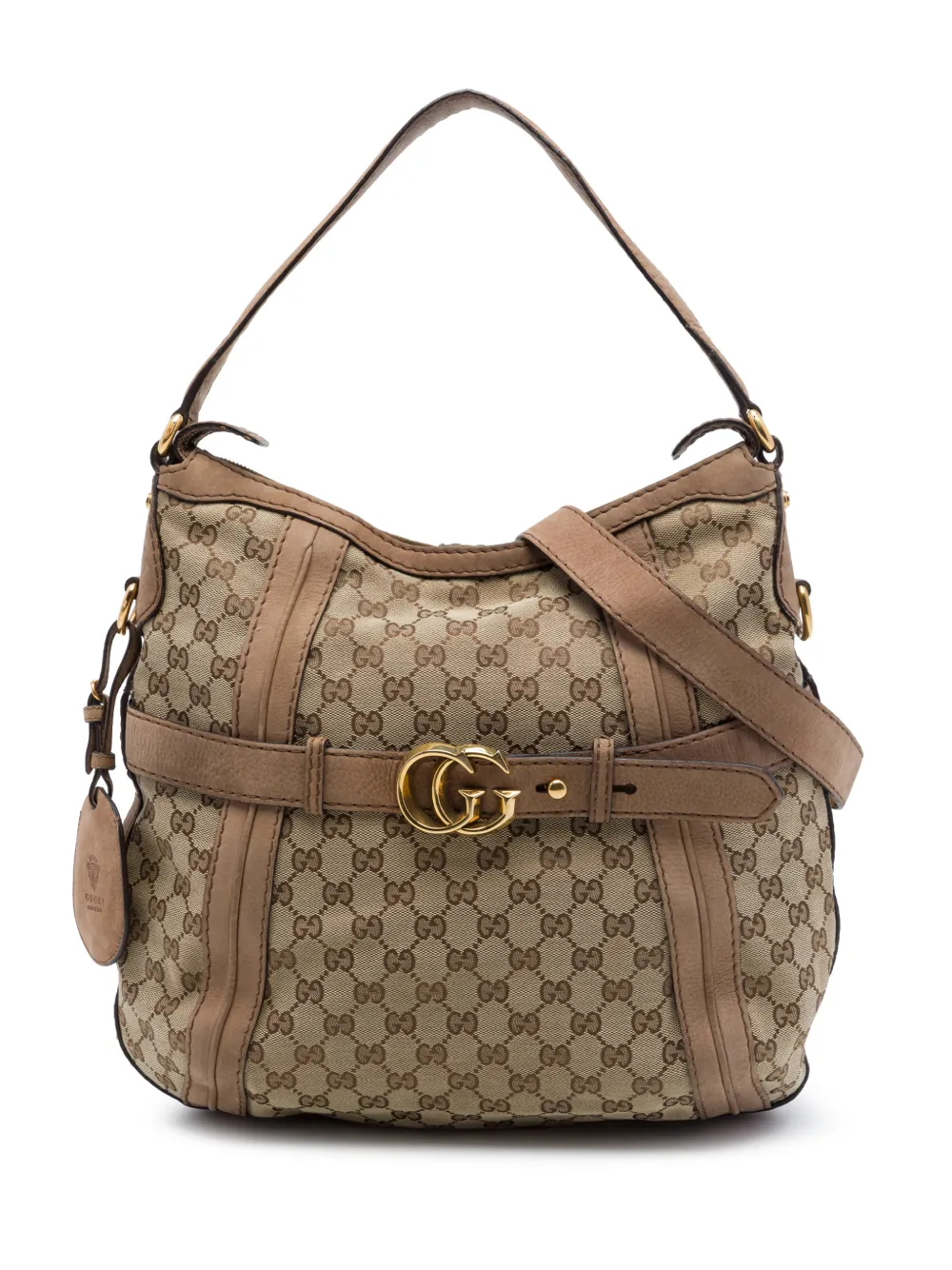 Gucci Pre-Owned 2016-2026 mittelgroße Lauf-Satchel-Tasche aus GG Canvas - Nude
