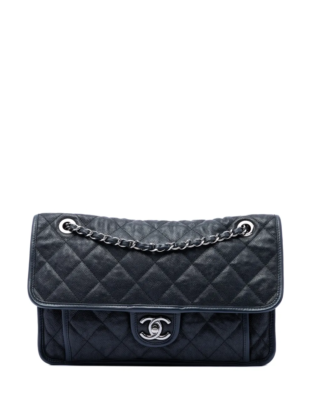 CHANEL Pre-Owned 2014 Medium Quilted Caviar French Riviera Flap shoulder bag - Blu
