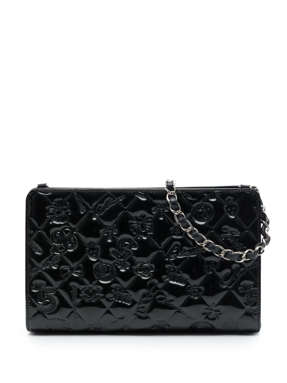 CHANEL Pre-Owned 2009-2010 Quilted Patent Embossed Lucky Symbols Pochette shoulder bag - Nero