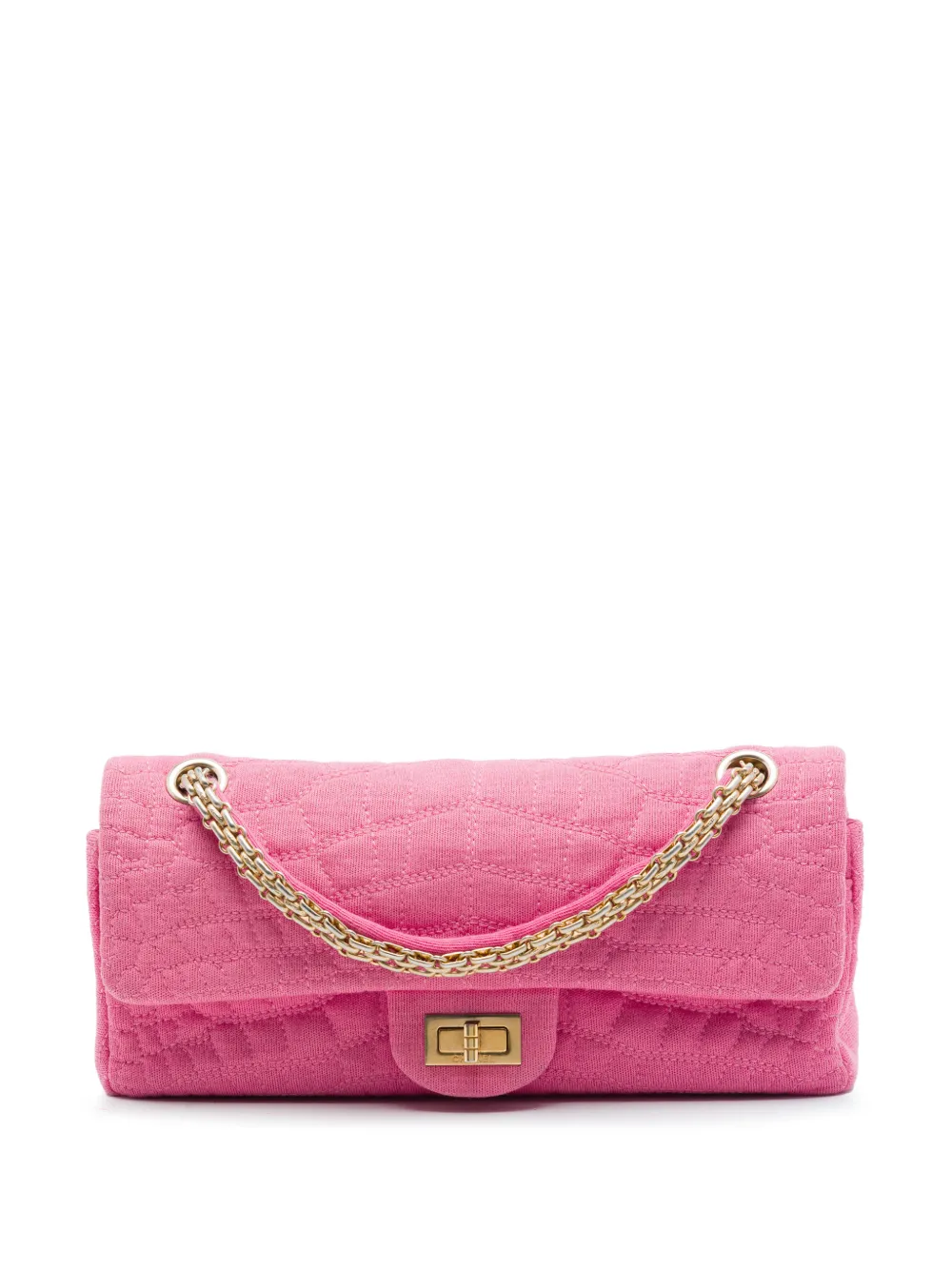 CHANEL Pre-Owned 2006-2008 Croc Quilted Jersey Reissue 2.55 East West Double Flap shoulder bag - Rosa