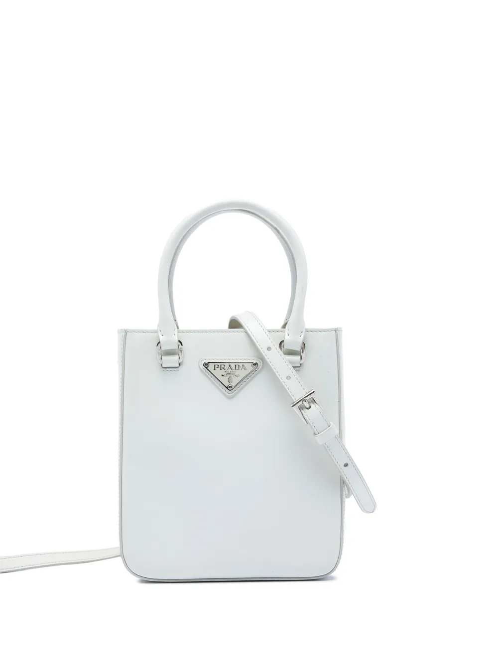 Pre-owned Prada 2000-2013 Small Spazzolato Leather Satchel In White